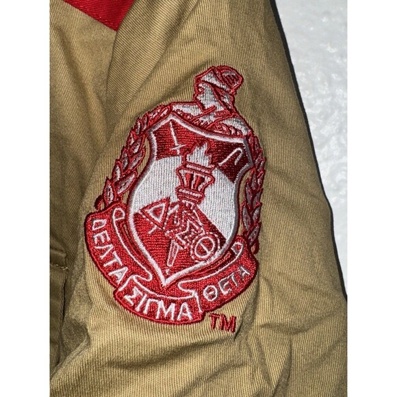 The Delta Box Womens Khaki Delta Sigma Theta Police Button Up Shirt Size Small - Picture 3 of 11